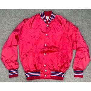 Bike Men's Vtg Snap Button Satin‎ Bomber Jacket Made In USA Size L